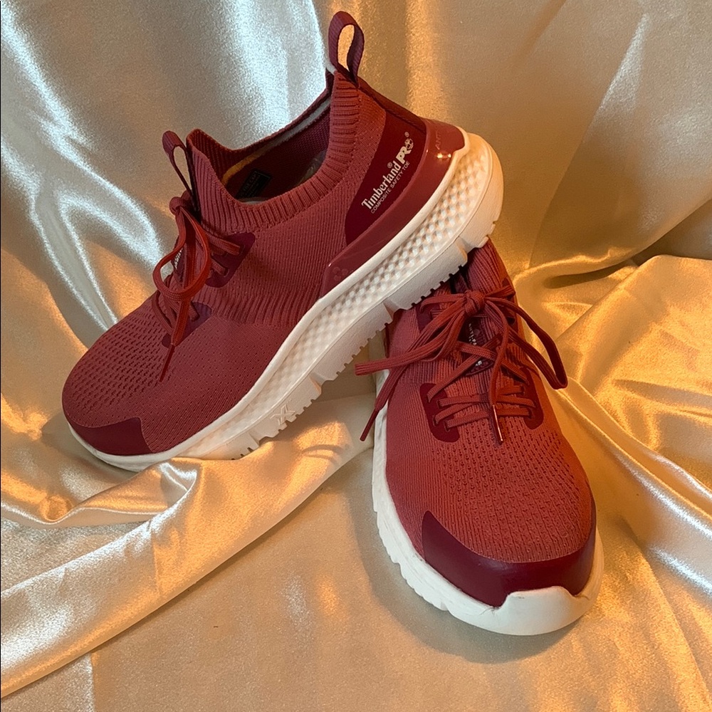 Timberland PRO Red and White Sneakers Minimalist Design